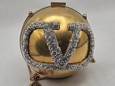 Cartera de Metal Valentino GaravaniV Logo Minaudière con Bolsa de Bola Cristales de Swarovski Foto 1 de 4