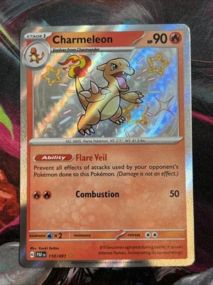 Pokemon Juego de Cartas Coleccionables - Charmeleon 110/091 - Casi Nuevo+ Bebé Brillante - Destinos Paldeanos Secreto Raro Foto 1 de 2