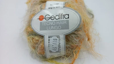 2 Plymouth FLASH Yarn Ball Yellow, Orange Moss Green Gedifra Tecno Hair - Image 1 of 4