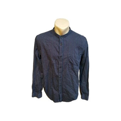 Camisa Hombre Sisley Talla L Azul Bordo Bolsillo, 100% CO, Rayada, Cuello Banda  Foto 1 de 4