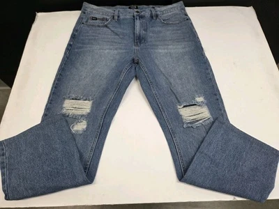 Мужские джинсы RVCA Weekend Straight Fit из искусственно состаренной джинсовой ткани 36/30 #7558 - Изображение 1 из 4