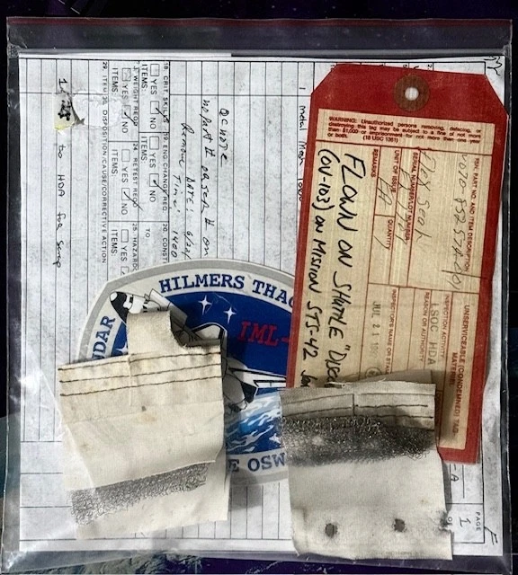 STS 42 SPACE SHUTTLE MISSION FLOWN & REMOVED OBSOLETE SCRAPPED RELICS & TAG SCCS - Image 1 of 1