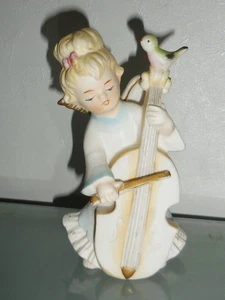 VINTAGE I.W.RICE FIGUR LAMPE BUNT ENGEL VOGEL DESIGN - Bild 1 von 8