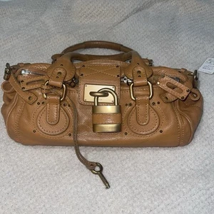 Chloe Tan Brown Paddington Satchel Shoulder Bag With Lock And Key - Picture 1 of 23