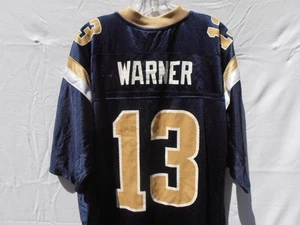 Reebok St Louis Rams Kurt Warner #13 Jersey Mens NFL On Field Navy Size Medium M - Picture 1 of 10