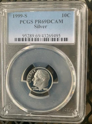 1999-S 10C Roosevelt Dime  PCGS PR69DCAM SILVER - Image 1 of 3