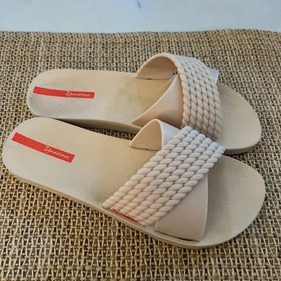 Ipanema Women's Sandals Slides Beige Braided Criss Cross Casual Comfort Size 9 - Image 1 of 4