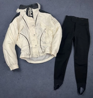 Chaqueta De Esquí De Colección Tirolia Con Pantalones Años 90 Blanco y Negro Retro Para Mujer’s Talla Grande Foto 1 de 4