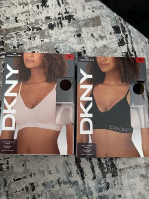 Paquete de 2x2 NUEVO Sujetador sin costuras de diseñador DKNY para mujer, talla M, arena negra y Java Prlpnk Foto 1 de 4