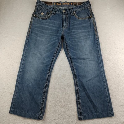 Rock Revival Jeans Marek Relaxed Straight Embelished Embroidered 36x26 Men's - Image 1 of 4