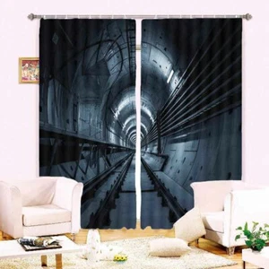 Underground Railway Track 3D Blockout Photo Print Curtain Fabric Curtains Window - Imagen 1 de 10