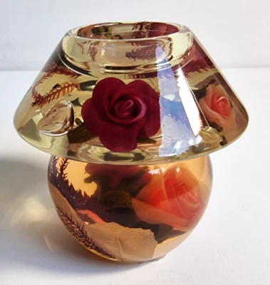 DreamLight Glas Teelichthalter Rosen Blumen Pilz-Form Traumlicht Kerzenhalter - Bild 1 von 4