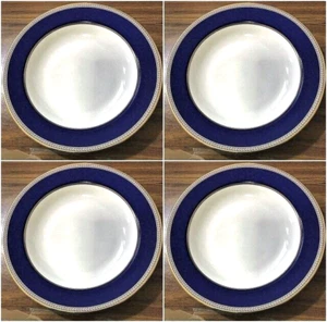 Cuencos de sopa Wedgwood Renaissance con borde dorado 9" cuatro cuencos (4) con etiqueta 5C10210101 - Imagen 1 de 1