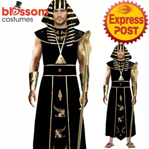 CA1456 Black Pharaoh Ancient Egyptian Tunic Roman Mens King Dress Up Costume - Picture 1 of 2
