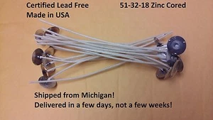 CANDLE WICKS 51-32-18 zinc Pretabbed Candle Making Lots of 10 to 200 Zinc Core - Picture 1 of 1