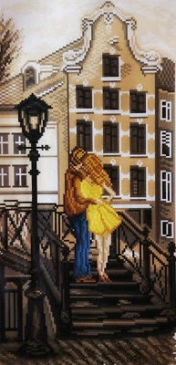 Cross stitch painted AIDA canvas tapestry PA1515 Amsterdam 9"x19"  - Image 1 of 2