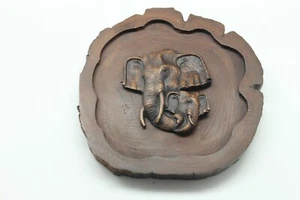  Wandrelief Elefant Paar Afrika Teakholz Unikat Holz Skulptur Nr. 1 braun  - Bild 1 von 3