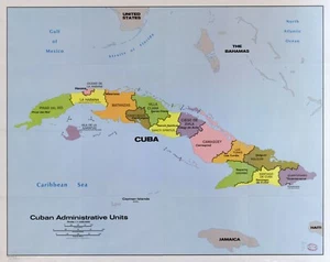 18" x 24" 1986 Map of Cuba Administrative & Political Divisions - Picture 1 of 1