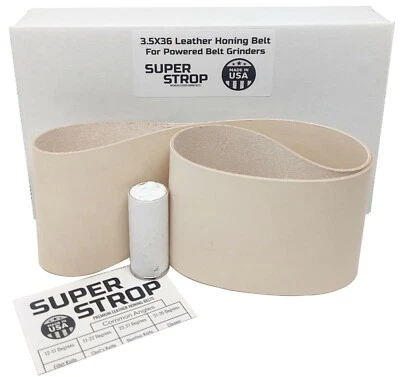 3.5X36 IN. LEATHER HONING BELT SUPER STROP FITS 4X36 BELT SANDERS - Image 1 of 2