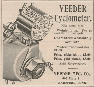 Veeder Bicycle Cyclometer 1896 Hartford CN Vintage Print Ad - Picture 1 of 1