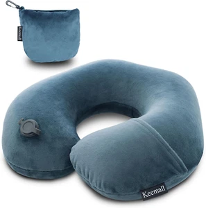 Inflatable Travel Neck Pillow for Airplane Train Car Washable Pillowcase U Shape - Picture 1 of 12