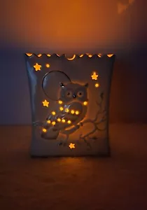 Lenox Halloween Spooky Night Luminary Owl & Crow 2011 - Picture 1 of 13