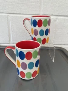 Whittards of Chelsea red spotty mugs x 2 retro handpainted retro Y2K tea coffee - Picture 1 of 10