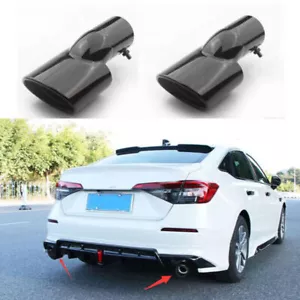 FOR HONDA CIVIC 2022-2024 Rear Tail Exhaust Pipe Muffler Tips Black Titanium 2P - Picture 1 of 4