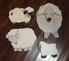 4 Hand Painted Sheep ~ Different Shapes & Sizes ~ Very Cute ~ 1 Is Initialed 