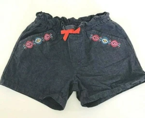 GYMBOREE Girls Kids Blue Denim Floral Ruffle Shorts size 5 Elastic Waist - Picture 1 of 6