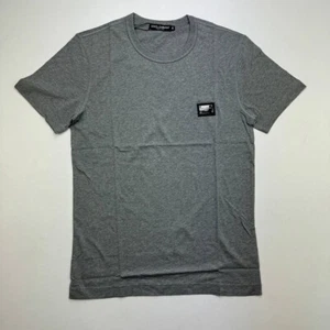 Dolce & Gabbana Essential Logo Plaque T-Shirt Short Sleeve Gray - Picture 1 of 8