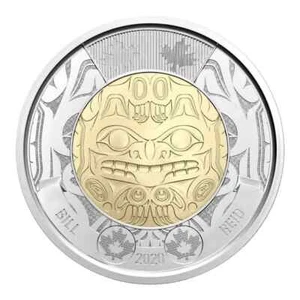 π¨π¦ Canada $2 Dollars Coin Bill REID Haida Grizzly Art Toonie 2020 non coloured - Picture 1 of 2