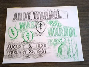 ANDY WARHOL 1/1 Original Pop Art GRAVE Stone Rubbing 18x24 frameable poster - Picture 1 of 8
