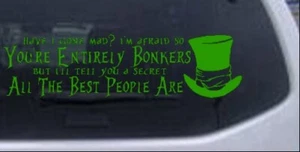 Bonkers Mad Hatter Wonderland Car Truck Window Decal Sticker Lime 10X2.7 - Picture 1 of 1