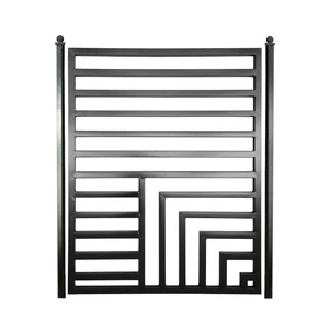 ALEKO Yard Garden Modern Florence Style Steel Pedestrian Gate 5 x 4.5 ft Black - Picture 1 of 8