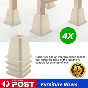 4PCS Chair Bed Riser Lift Furniture Leg Support Base Extra Raiser Table Stand AU - Picture 1 of 10
