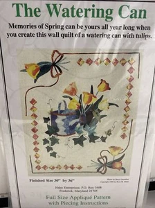 The Watering Can Tulips Hahn Enterprises Applique Wall Quilt Pattern NEW - Picture 1 of 3