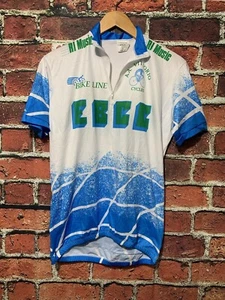 Vomax Men's Cycling Jersey Shirt Size Large White Blue Cycling Club - Picture 1 of 3