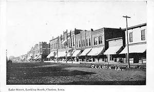 Clarion Iowa IA Street Scene Lake Street Looking South Postcard - Picture 1 of 2