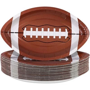 ADXCO 50-Piece Football Shaped Paper Plates - Football Party Supplies for Spo... - Picture 1 of 7