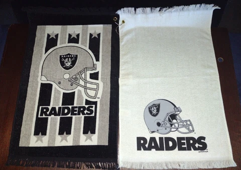 2 Lot Vintage Oakland/Las Vegas Raiders Golf Tailgate Towels 16"X25" Cover