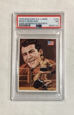 ROCKY MARCIANO 1979 QUELCOM ASES MUNDIALES DEL DEPORTE CARD SPAIN PSA 7 - Image 1 of 2