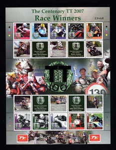 ISLE OF MAN  2007  CENTENARY TT  MOTORCYCLE RACE WINNERS  SHEET  MNH - Picture 1 of 1