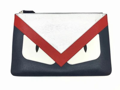 Fendi Monster Bugs Eye Clutch Bag 7N0078-6EF Navy Silver Leather Multi Color - Image 1 of 4