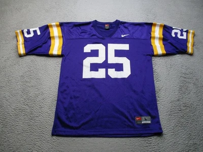 Camiseta de fútbol del equipo LSU Tigers Nike para hombre grande púrpura malla número 25 cuello en V Foto 1 de 4