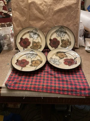 Pfaltzgraff Everyday Salad Plates 8.75" Painted Poppies Floral Lot Set of 4,NEW! - Image 1 of 4