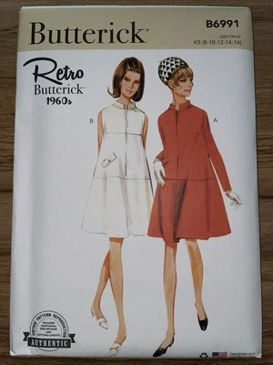 B6991 UNCUT ‘Butterick’ Pattern - ‘Misses Retro 60’s Dress Vintage Style Sz 8-16 - Image 1 of 2