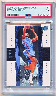 2009-10 Exquisite Kevin Durant #33 (101/199) PSA 7 - POP 1 - Image 1 of 2