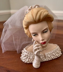 Jarrón de colección camafeo niñas Blythe 1960 boda real novia cabeza perlas velo 2001 NUEVO - Imagen 1 de 11