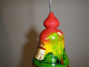 Holzschnitzerei Glocke bemalt 3 Zoll Holzklatsche - Bild 1 von 5